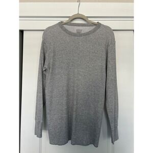 Merona Mens Long Sleeve Thermal Shirt Waffle Knit Crew Neck Heather Gray Large
